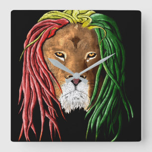 Horloge Carrée Lion Rastafari