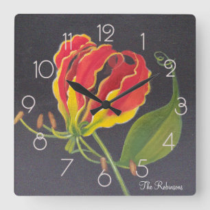 Horloge Carrée Lis flamboyant