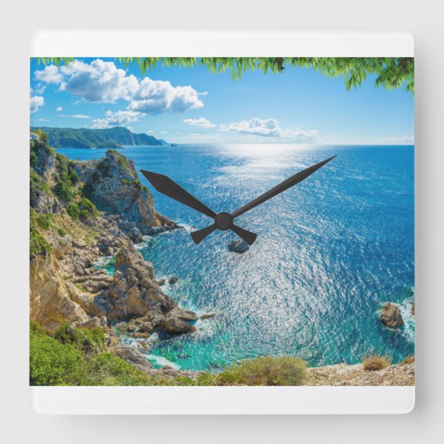 Horloge Carrée Littoral | Palaiokastritsa, Corfou, Grèce (Recto)