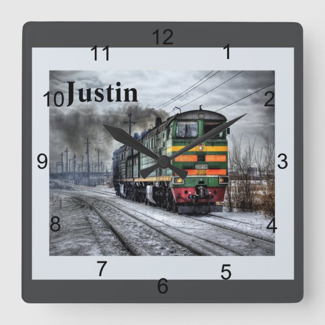 Horloge Carrée Locomotive diesel (Recto)