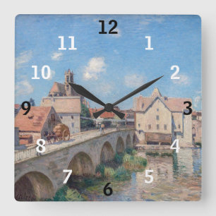 Horloge Carrée L'œuvre d'Alfred Sisley - Le Pont de Moret