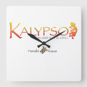 Horloge Carrée Logo coloré de Kalypso avec la tortue de mer