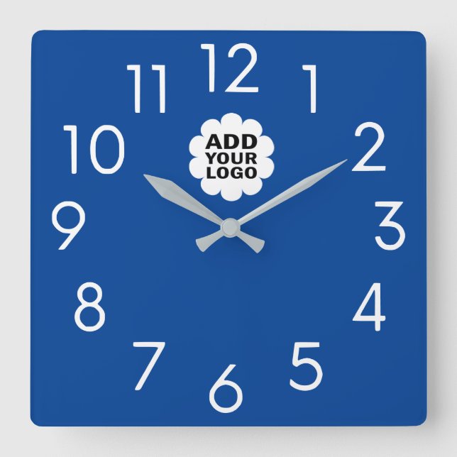 Horloge Carrée Logo de la société moderne bleu et blanc (Recto)