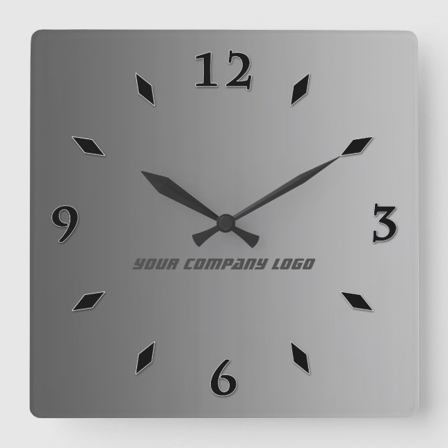 Horloge Carrée LOGO DE YOUR COMPANY, personalized,add your text (Recto)