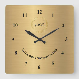 Horloge Carrée Logo d'entreprise Gold
