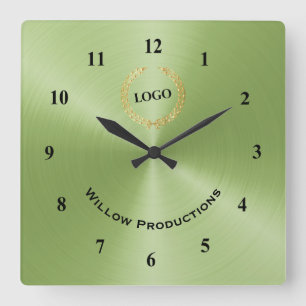 Horloge Carrée Logo d'entreprise vert