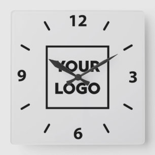 Horloge Carrée Logo personnalisé en gras sur gris