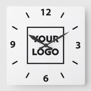 Horloge Carrée Logo personnalisé en gras sur l'Arrière - plan bla