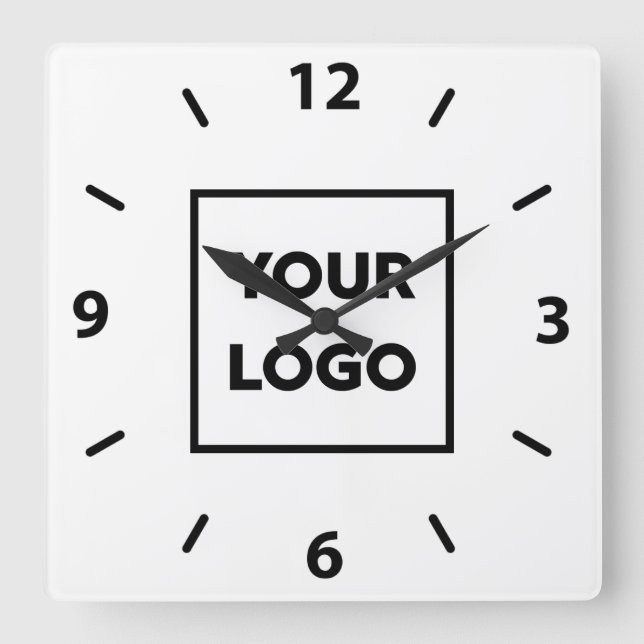 Horloge Carrée Logo personnalisé en gras sur l'Arrière - plan bla (Recto)