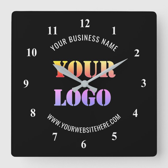 Horloge Carrée Logo Personnalisé Professionnel Promotionnel Perso (Recto)