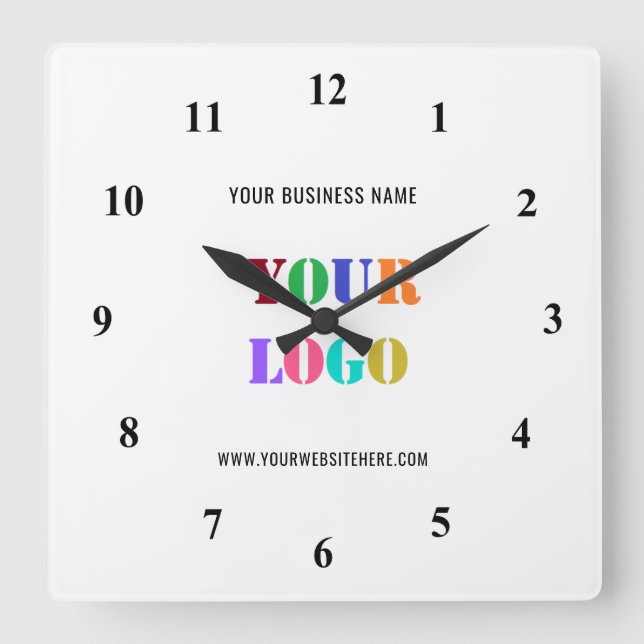 Horloge Carrée Logo Personnalisé Promotionnel Business (Recto)