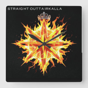 Horloge Carrée logo Straight Outta Irkalla/Étoile couronnée d'Ina
