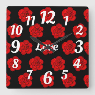 Horloge Carrée Love Valentine Time Eternal Sweet Heart