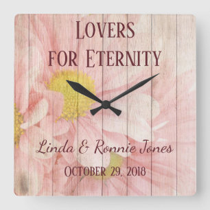 Horloge Carrée Lovely Chic Floral Mariage