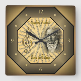 Horloge Carrée Ludwig van Beethoven ~ Compositeur allemand ~ Pian