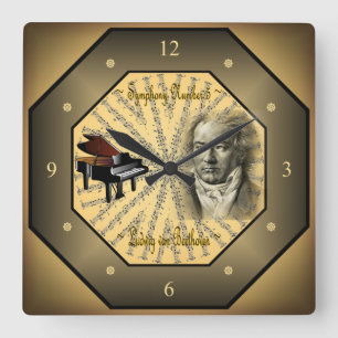 Horloge Carrée Ludwig van Beethoven ~ Compositeur allemand ~ Pian