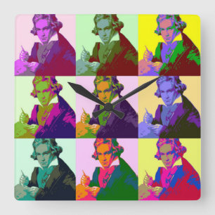 Horloge Carrée Ludwig Van Beethoven Pop Art