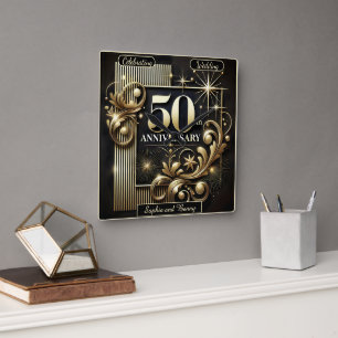 Horloge Carrée Lueur dorée : 50e anniversaire