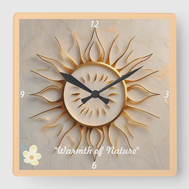 Horloge Carrée "Lumière chaude" (Recto)