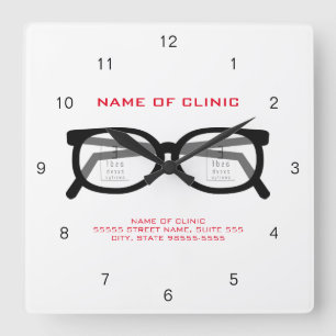 Horloge Carrée Lunettes et diagramme d'oeil modernes pour la