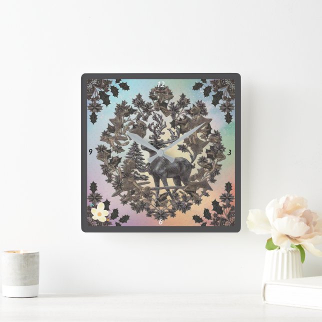 Horloge Carrée "Luxe d'or" (Maison)