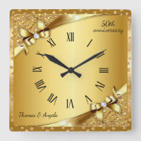Luxueux 50e Anniversaire Métal Doré et Diamant