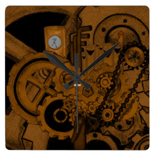 Horloge Carrée Machines à vapeur (cuivre)