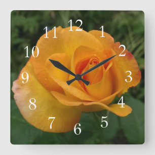 Horloge Carrée Magnifique Rose de pêche