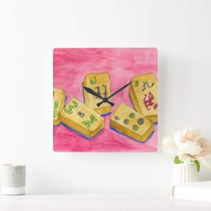 Horloge Carrée Mahjong