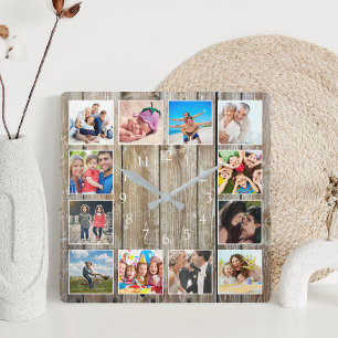 Horloge Carrée Maison de ferme moderne Famille Rustique Collage p