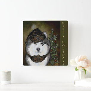 Horloge Carrée Malamute d'Alaska