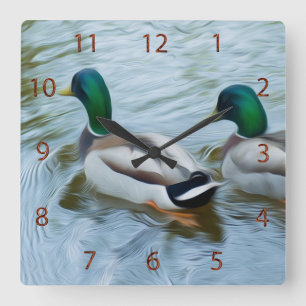 Horloge Carrée Mallard Ducks