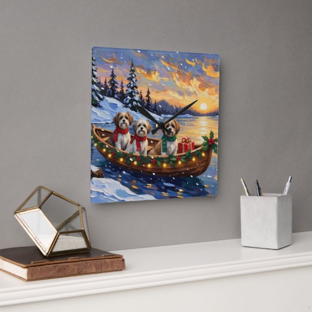 Horloge Carrée Malti Tzu Christmas Boat Holiday (Bureau)