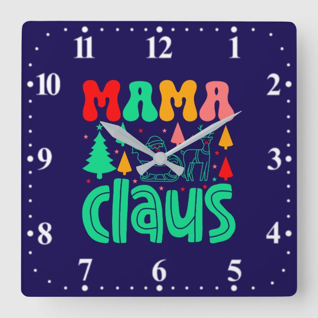 Horloge Carrée Mama Claus Christmas Design-60097 (Recto)