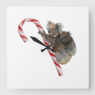 Horloge Carrée Maman et Joey Koala Bonbon de Noël de Noël