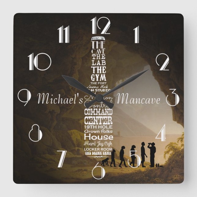 Horloge Carrée Mancave personnalisée (Recto)