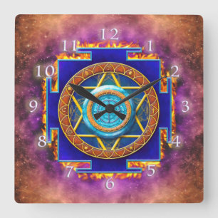 HORLOGE CARRÉE MANDALA DOUZE RELIGIONS