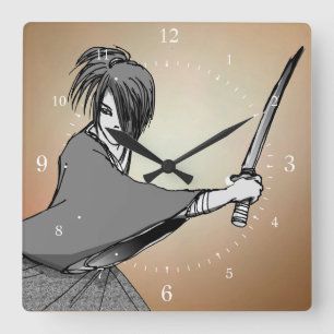 Horloge Carrée Manga SAMOURAÏ Japon