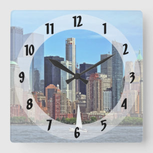Horloge Carrée Manhattan NY - Voilier Par Manhattan Skyline