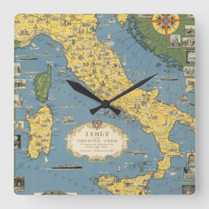 Horloge Carrée Map of Italy with Vatican