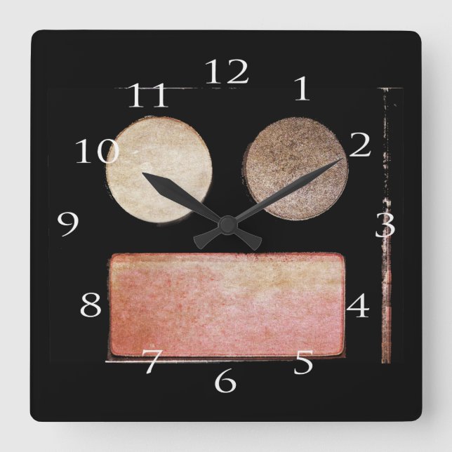 Horloge Carrée Maquillage Palette-Face par Shirley Taylor (Recto)