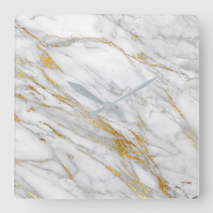 Horloge Carrée Marble White Gray