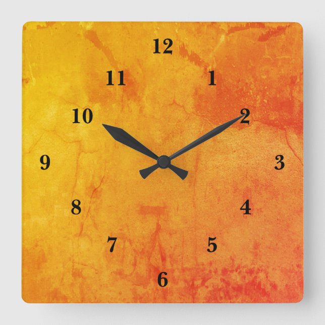 Horloge Carrée Marbre orange (Recto)