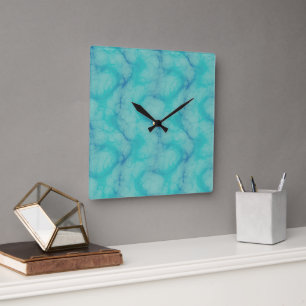 Horloge Carrée Marbre turquoise