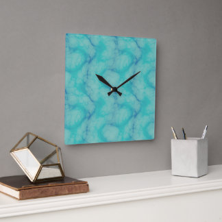 Horloge Carrée Marbre turquoise