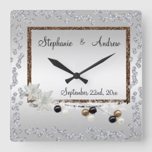 Horloge Carrée Mariage Élégance Cadre