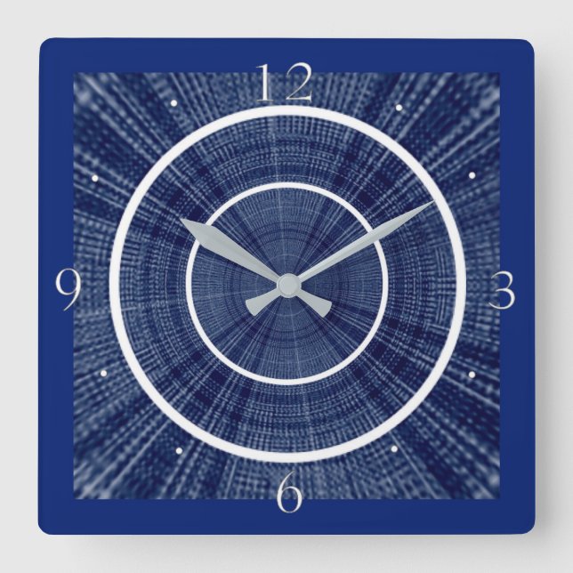Horloge Carrée Marine Blues et White Abstract Design (Recto)