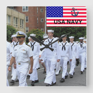 Horloge Carrée Marine USA Marching Salons en uniforme militaire b
