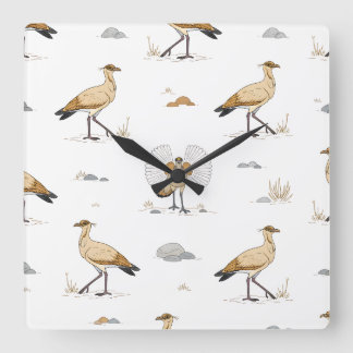 Horloge Carrée Marocain couleur crème Motif d'oiseaux