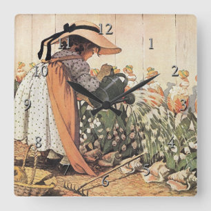 Horloge Carrée Mary, Mary, Rhyme De Nursery Assez Contraire